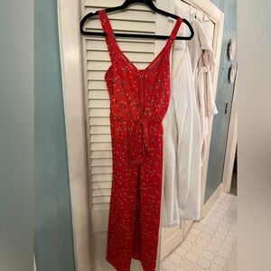 Floral Fiery Red Midi Dress